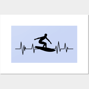 surf heartbeat surfing lover Posters and Art